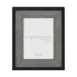 Image of 5" x 7" - Impressions Plastic Black Photo Frame Deep Border