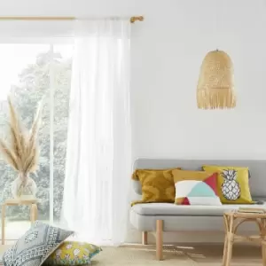 Image of Aletta Tufted Stripe Slot Top Voile Curtain Panel, White, 55 x 90" - Pineapple Elephant