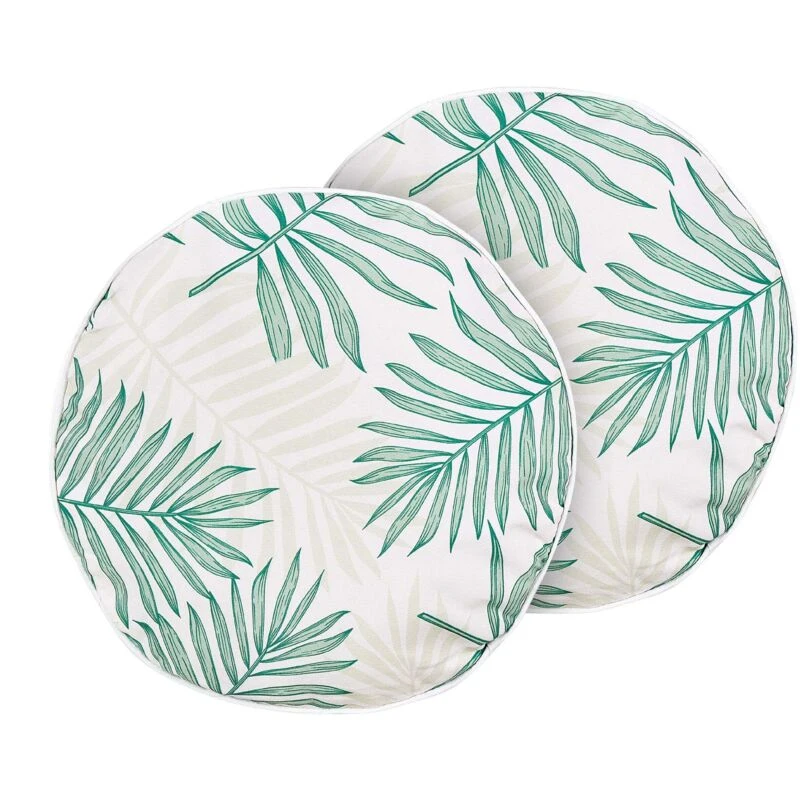 Image of Beliani Set Of 2 Outdoor Cushions Poggio Plant Pattern 40 X 40 Cm Green