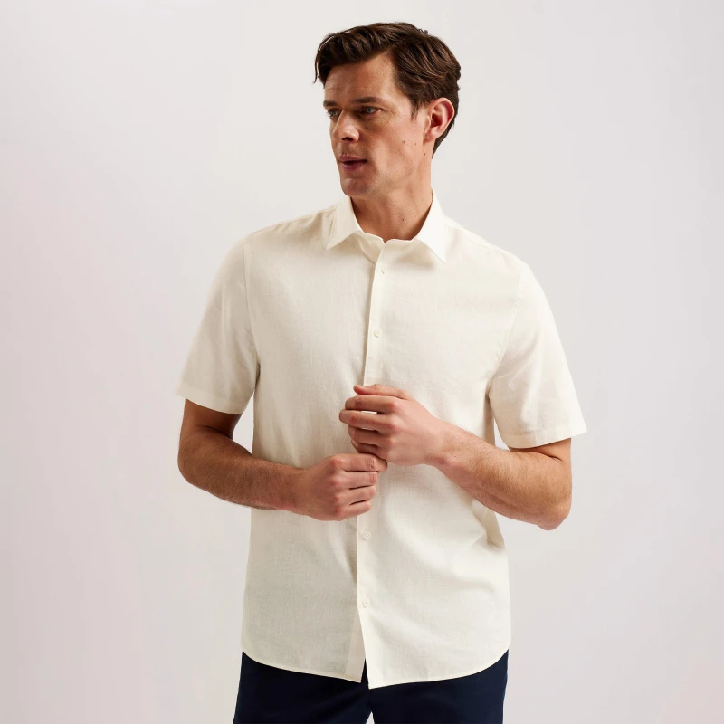 Image of Ted Baker Ted Naires Short Sleeve Shirt - White White XS