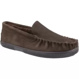 image of Cotswold Mens Tresham Slip On Suede Moccasin Slippers UK Size 11 (EU 45)