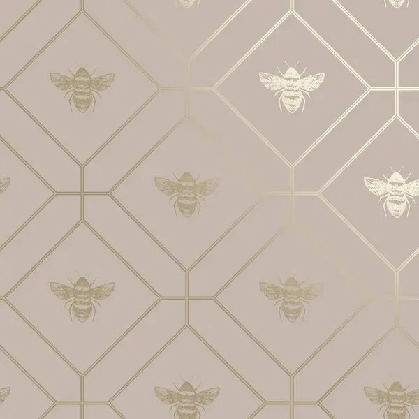 image of HOLDEN Holden - Honeycomb Bee Wallpaper Decor Geometric Metallic Modern Gold Pink WL-13083