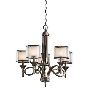Image of 5 Light Multi Arm Chandelier Bronze Finish, E14