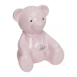 image of Bambino Pink Metal Teddy Bear Money Box