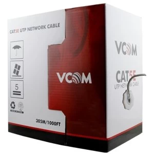 image of VCOM CAT5e UTP 305m Black Retail Packaged Reel Box 24AWG 4 Pairs Solid Full Copper Outdoor Network Cable