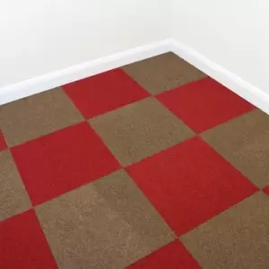 Image of 10m2 Sand And Scarlet Red Carpet Tiles - Sand#Scarlet Red