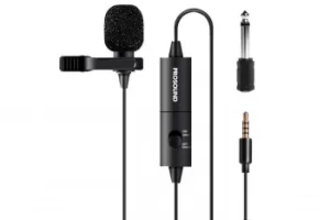 image of ProSound Lavalier Lapel Omnidirectional 3.5mm 4 Pole Jack Microphone with 0.25" Adapter