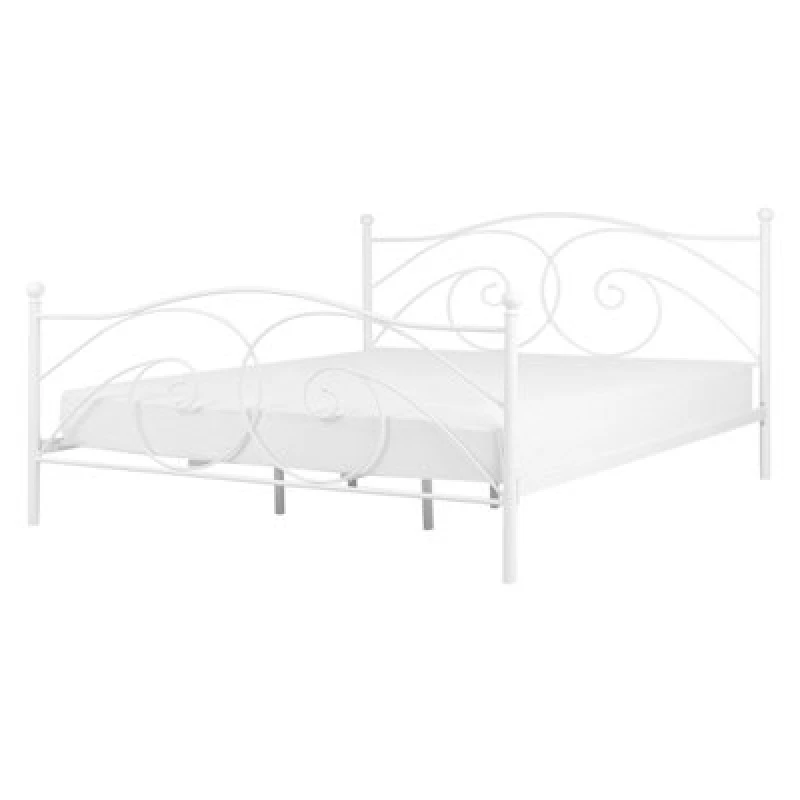 Image of Beliani Bed Metal Dinard 140 X 200 Cm (Eu Double) White