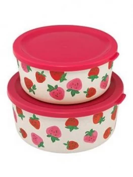 image of Cath Kidston Set Of Two Round Lunch Boxes Sweet Strawberry