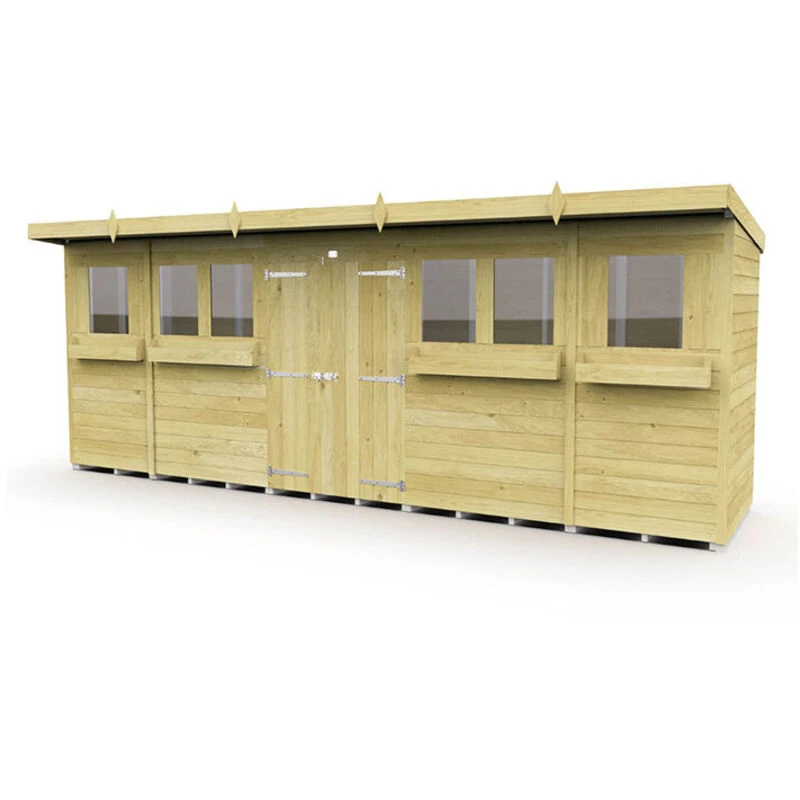 Image of Flat Pack Sheds DIY Sheds 20 x 4 Pent Summer Shed, Brown 20X4PSSFF