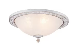 image of Aritos Flush Bowl Ceiling Lamp White with Gold, 3 Light, E27