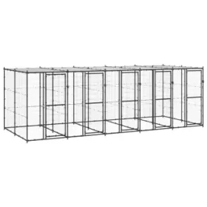 image of Vidaxl Outdoor Dog Kennel Steel With Roof 12.1 M