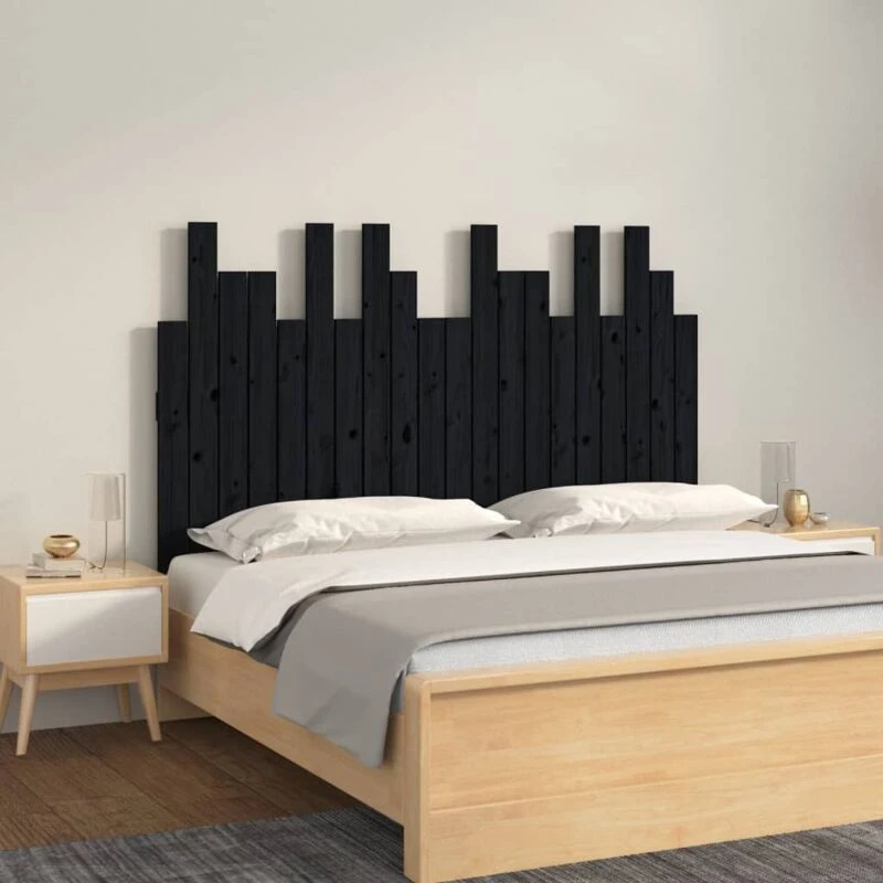Image of Vidaxl Wall Headboard Black 127.5X3X80 Cm Solid Wood Pine, Black 824792