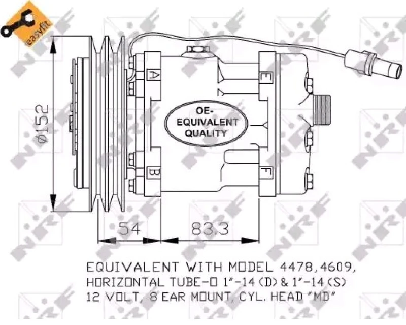Image of NRF 32756 AC Compressor EASY FIT, PAG 100, with seal ring, with gaskets/seals Compressor,air conditioning (447)