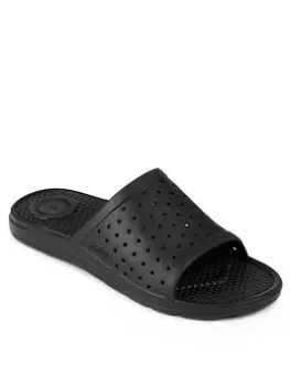 Image of TOTES Mens Solbounce Perforated Slide Sandal - Black, Size 12, Men