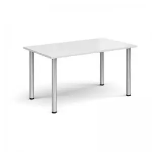 Image of Rectangular silver radial leg meeting table 1400mm x 800mm - white