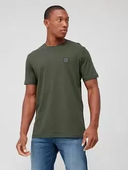 Image of BOSS Tales Small Logo T-Shirt - Dark Green, Dark Green, Size 2XL, Men