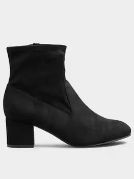 image of Yours Block Heel Stretch Boot Black, Size Eee, Women