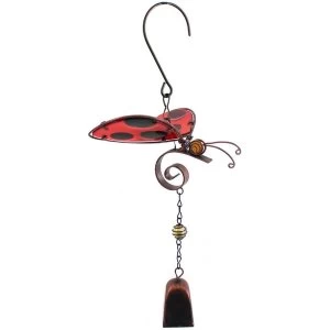 Image of Flying Ladybird Dangly Metal & Glass Windchime