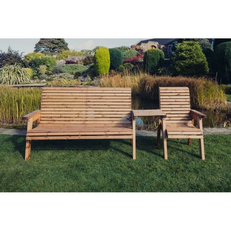 Image of Churnet Valley Garden Furniture Ltd Valley 4 Seat Set 1XC 1X3B Straight Tray - Timber - Fully Assembled in Brown Brown Unisex