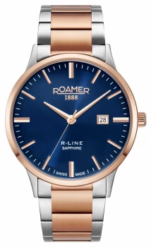 Image of Roamer 718833 47 45 70 Mens R-Line Two Tone Steel Bracelet Wrist Colour - Silver Tone