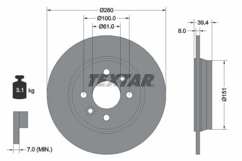 Image of Brake disc TEXTAR 92347603