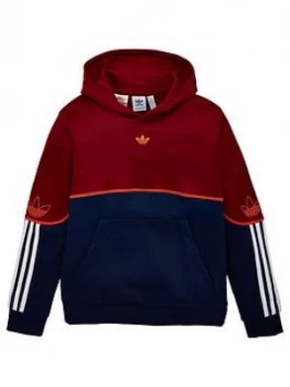 Image of Boys, adidas Originals Outline Hoodie - Burgundy, Size 11-12 Years