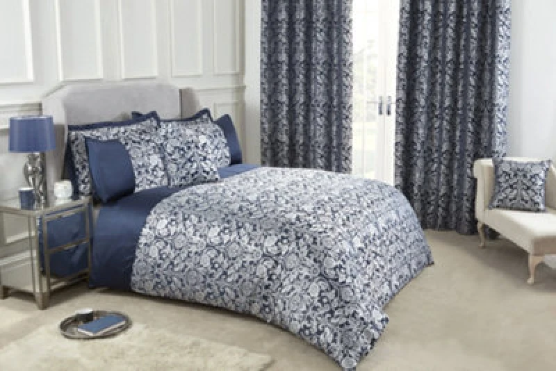 Image of New Edge Blinds NewEdgeBlinds Harrow Duvet Set in Navy Blue Colour, King, Blue HAR DS KB NV