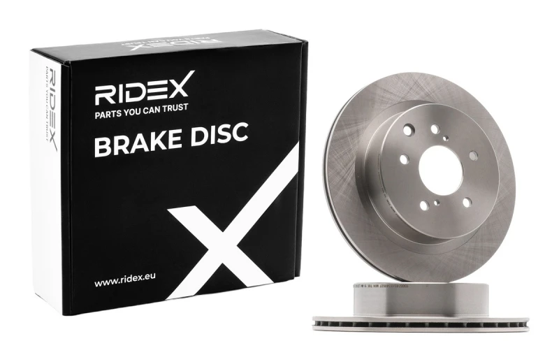 Image of RIDEX 82B1274 Brake disc Rear Axle, Vented, Cast Iron, Uncoated, Untreated, without bolts/screws Cast Iron Brake Disc (82)