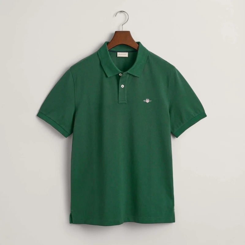Image of Gant Embroidered Archive Shield Polo Shirt - Green Green S