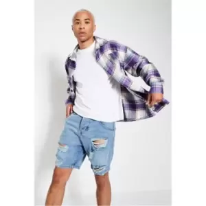 Image of I Saw It First Oversized Check Shacket - Purple