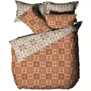 Image of Furn Folk Floral Duvet Cover Set (Superking) (Orange) - Orange