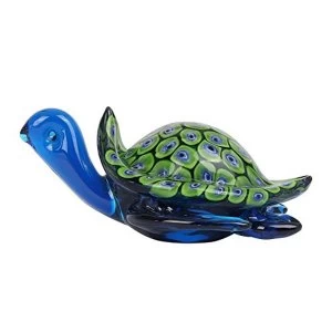 Image of Objets d'Art Glass Figurine - Blue & Green Turtle