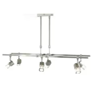 image of Ticino Rectangular Telescopic Pendant 6 Light G9 Satin Chrome