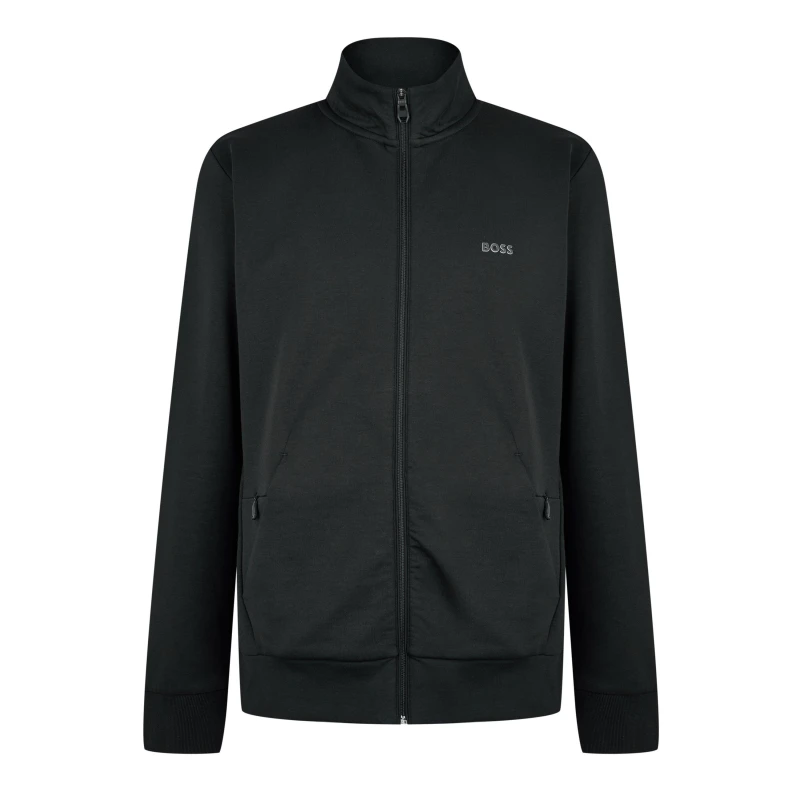 Image of Boss Mens Skaz Full-Zip Fleece Hoodie, High Neck Design Black 001 male S