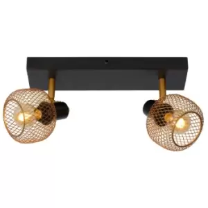 image of Lucide MAREN - Twin Ceiling Spotlight - 2xE14 - Matt Gold, Brass