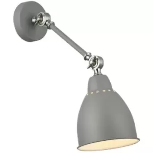 Domino Dome Wall Lamp Grey, 1 Light, E27