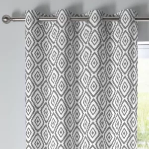 image of Fusion Navaho Charcoal Eyelet Curtains Charcoal