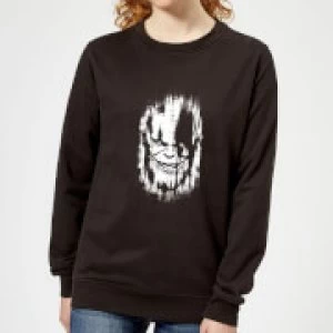 Image of Marvel Avengers Infinity War Thanos Face Womens Sweatshirt - Black - XS