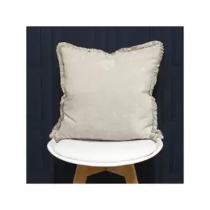 Image of Riva Paoletti Astbury Fringed Chenille Cushion Cover, Natural, 50 x 50 Cm