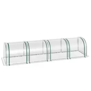 Image of Outsunny PVC Tunnel Greenhouse Green Grow House Steel Frame for Garden Backyard with Zipper Doors 395x100x80cm Clear