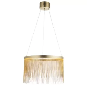 image of Zelma LED Pendant Light Fine Gold Chain Waterfall Effect Satin Brass, Warm White