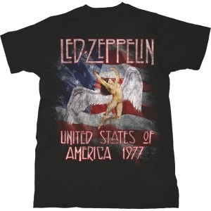 Image of Led Zeppelin - Stars N' Stripes USA '77. Unisex Large T-Shirt - Black
