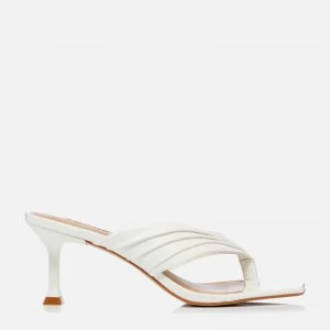 Image of Dune Womens Marbelle Leather Toe Post Heeled Mules - White - UK 4