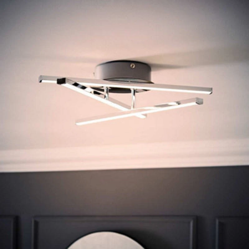 Image of ValueLights Infinity Chrome 3 Arm Crossover IP44 Bathroom Integrated LED Wall Ceiling Light Silver