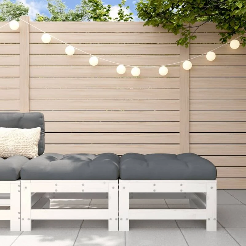 Image of VIDAXL Garden Footstools with Cushions 2pcs White Solid Wood Pine vidaXL 8720845802998