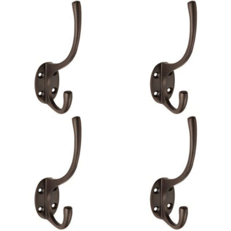 Image of Loops 4x Victorian Hat & Coat Hook on Oval Backplate 64mm Projection Matt Bronze Multi