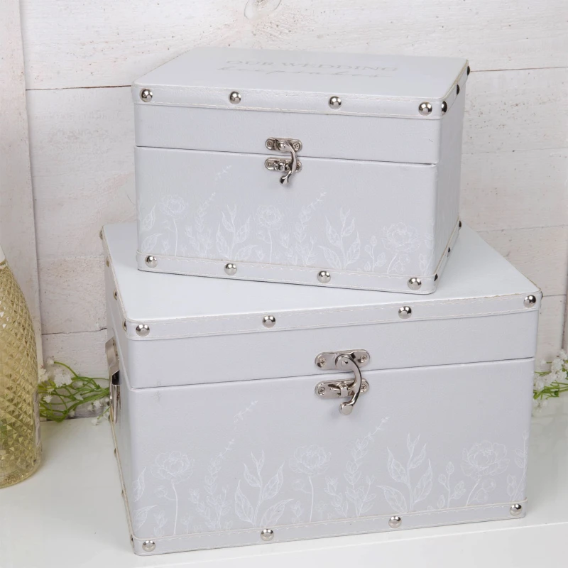 Image of Amore by Juliana Set of 2 Luggage Boxes - Wedding Keepsakes Off White