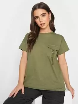 Image of PixieGirl Petite Utility Pocket Tee - Green, Size 12, Women
