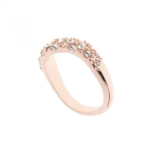 image of Ladies Karen Millen Rose Gold Plated Pave Crystal Wave Ring SM